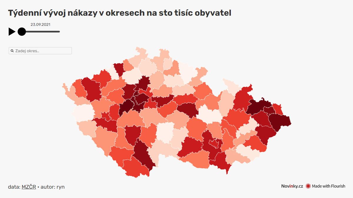 Koronavirová mapa: Česku to tentokrát kazí Opava